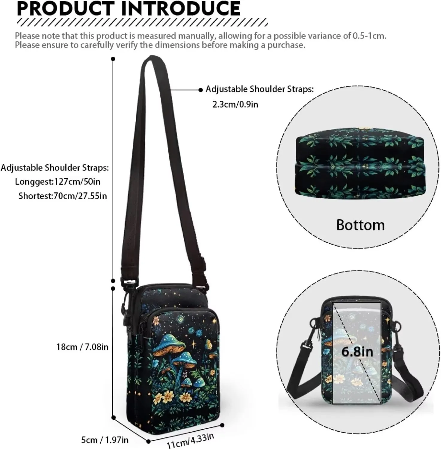 Men's 2 Layer Cross Body Bag Travel Passport Wallet Messenger Sling Bags