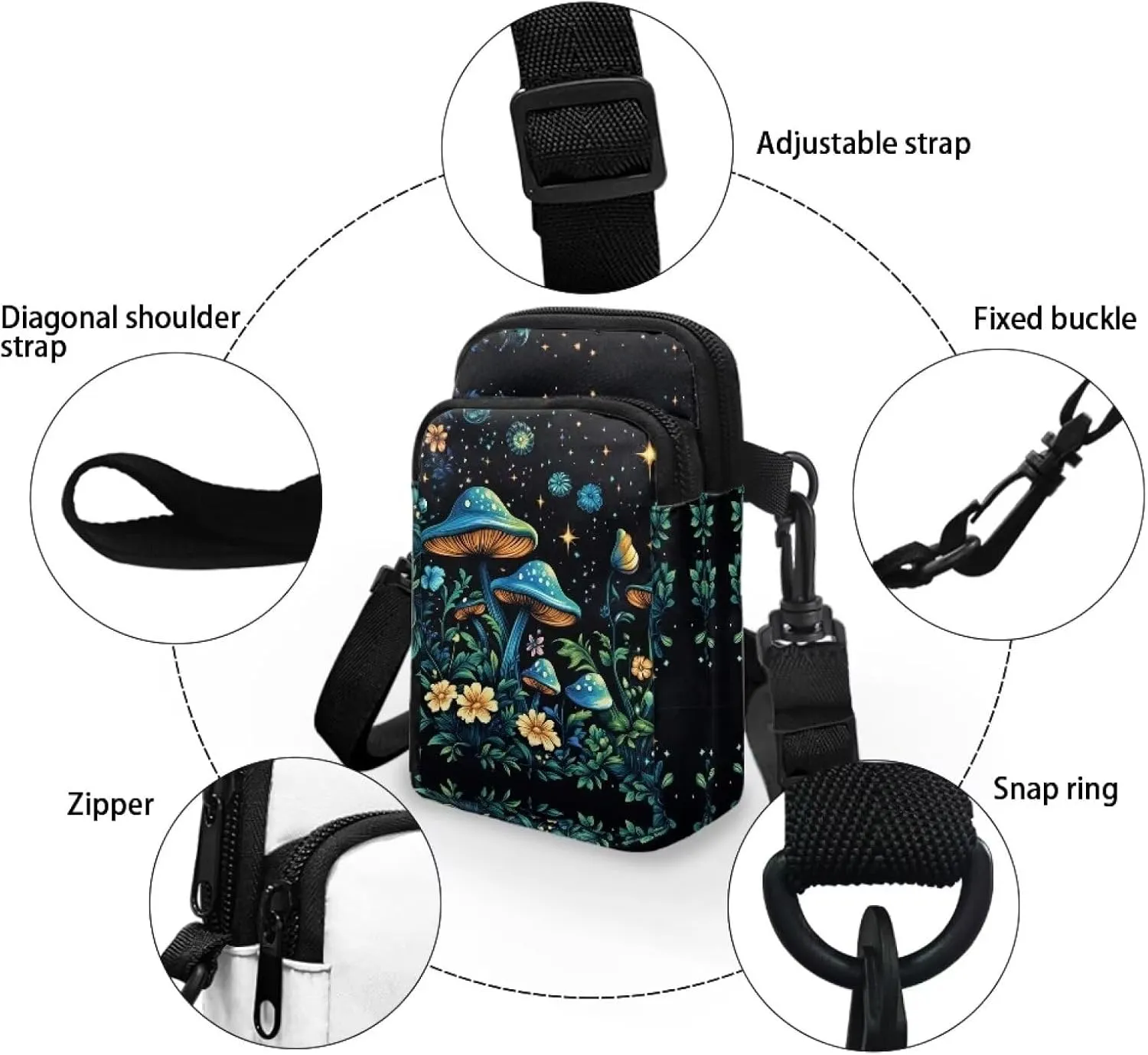 Men's 2 Layer Cross Body Bag Travel Passport Wallet Messenger Sling Bags