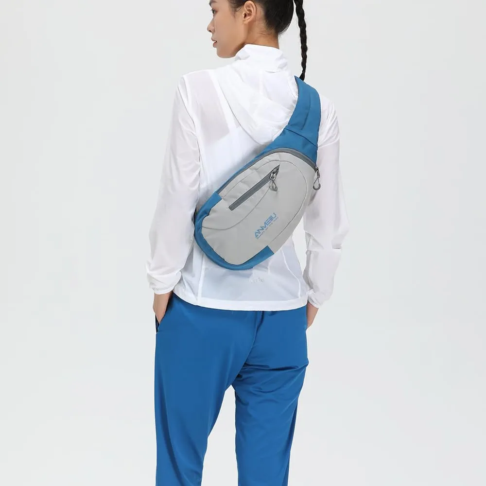 Men's and women's shoulder bags, small shoulder bags, crossbody chest bags, outdoor sports shoulder bags, hiking bags (Grey blue)