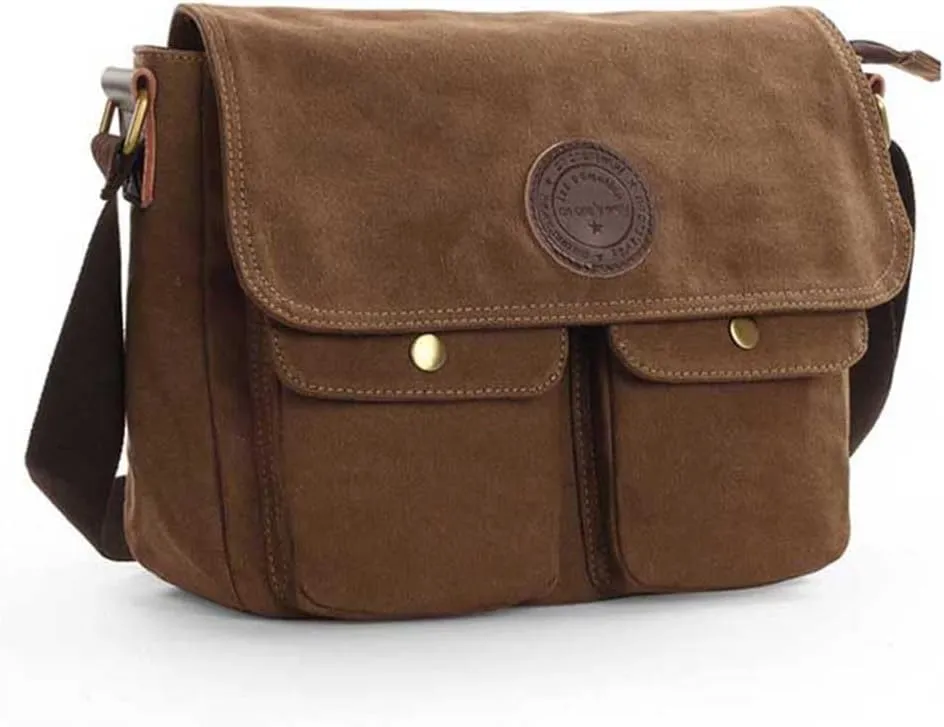 Men's Canvas Cross Body Bag Messenger Shoulder School Book Bags Travel Satchel