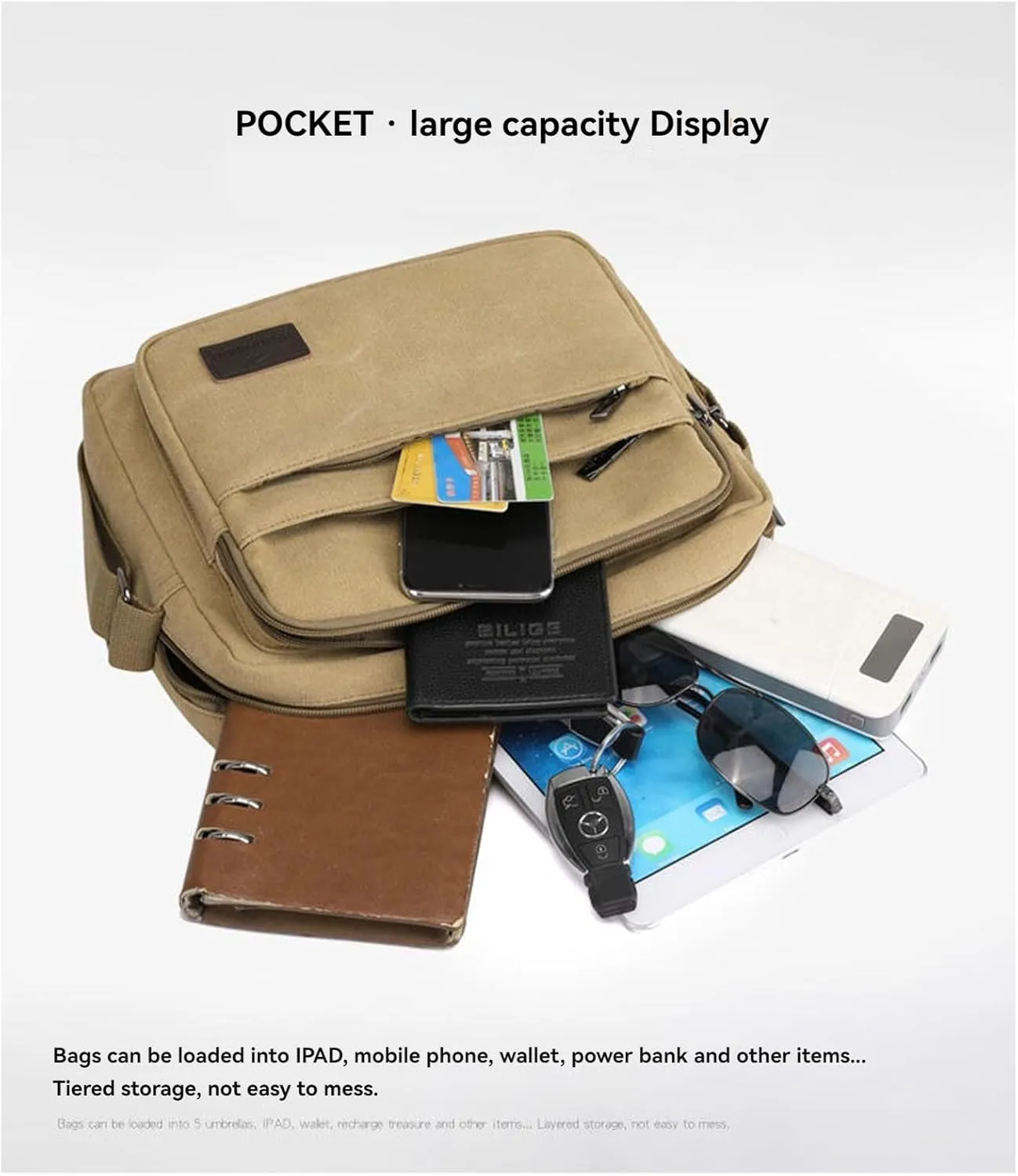 Men's Canvas Postman Bag Vintage Crossbody Canvas Messenger Shoulder Bag Hiking Military Travel Bag