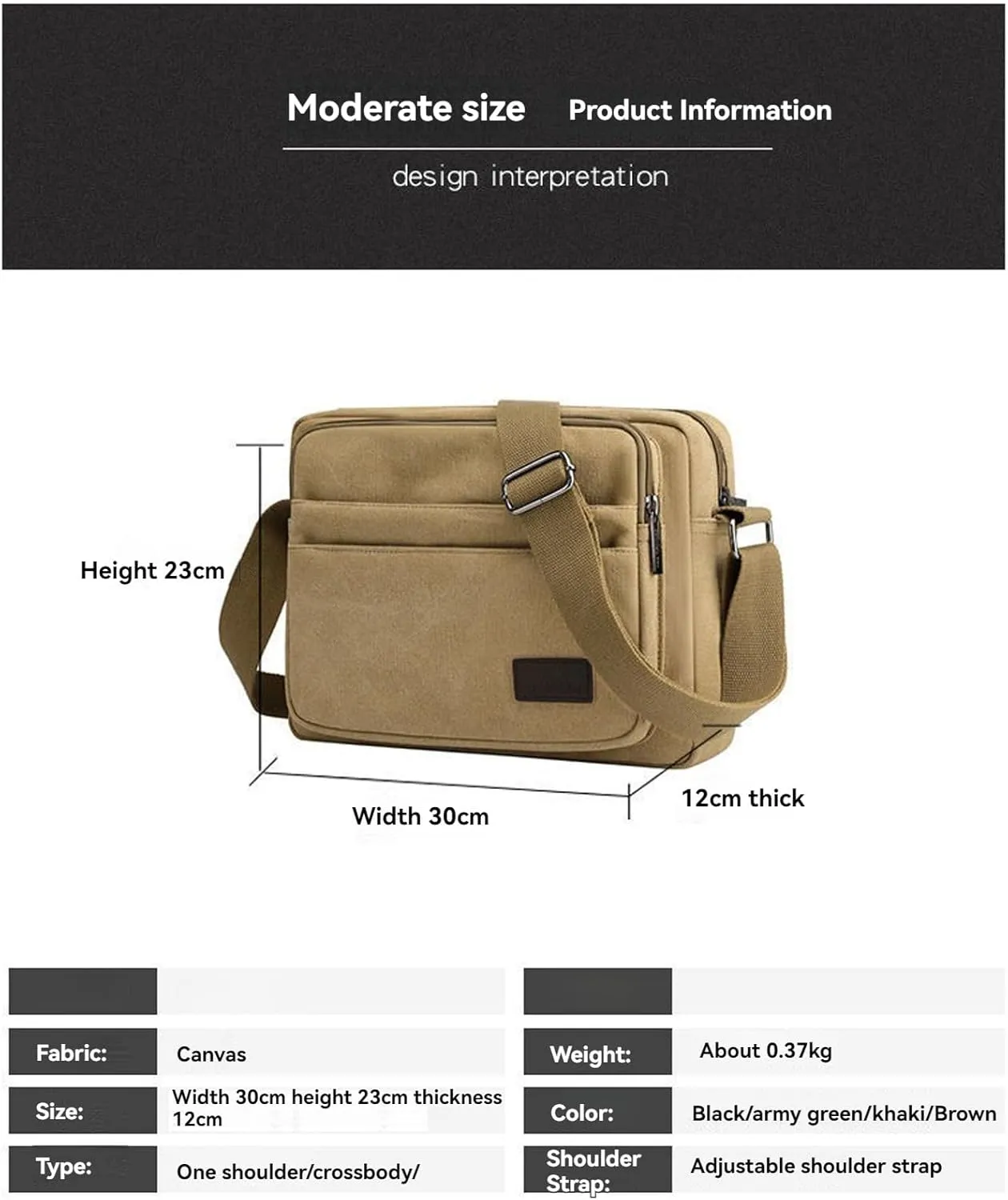 Men's Canvas Postman Bag Vintage Crossbody Canvas Messenger Shoulder Bag Hiking Military Travel Bag