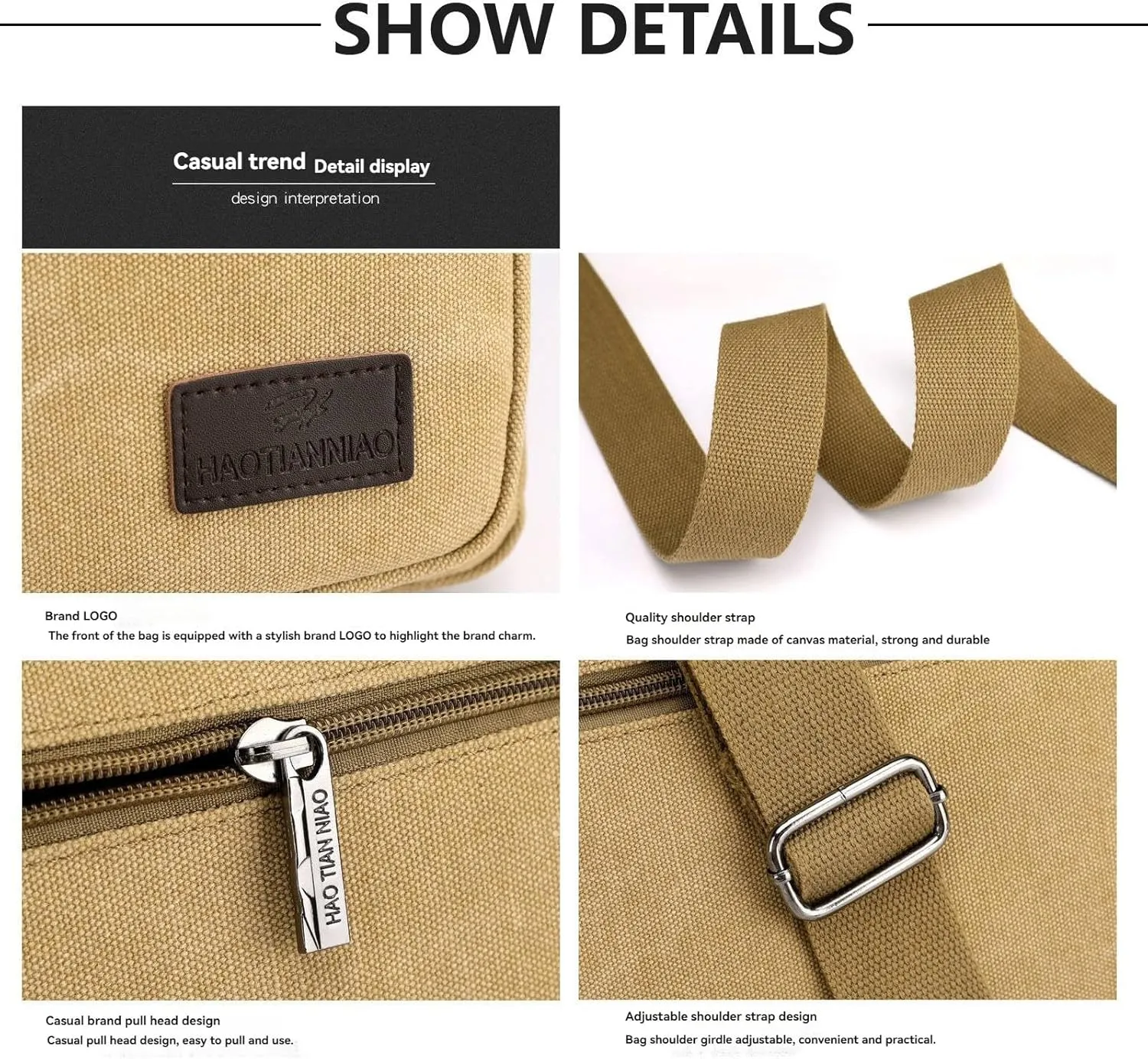 Men's Canvas Postman Bag Vintage Crossbody Canvas Messenger Shoulder Bag Hiking Military Travel Bag