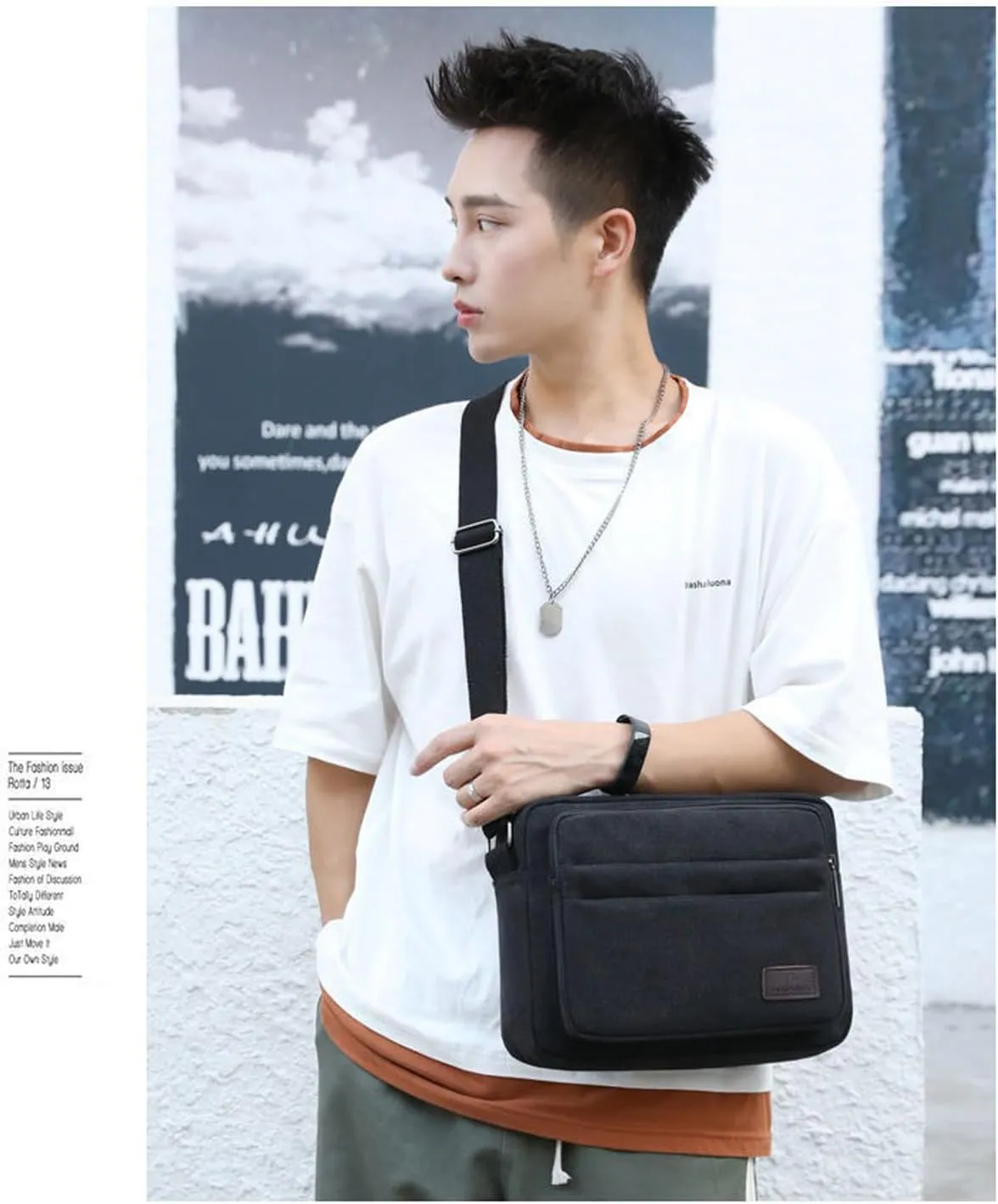 Men's Canvas Postman Bag Vintage Crossbody Canvas Messenger Shoulder Bag Hiking Military Travel Bag