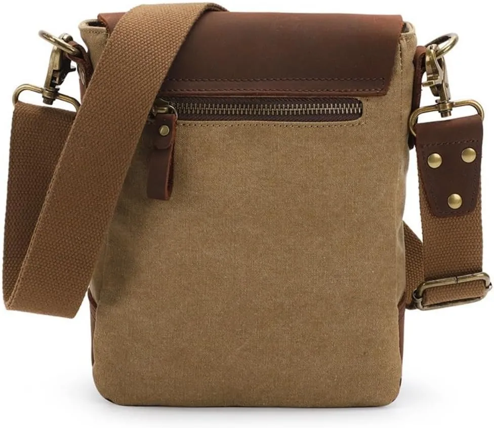 Mens Canvas Shoulder Bag Small Crossbody Retro Messenger Bag Satchel
