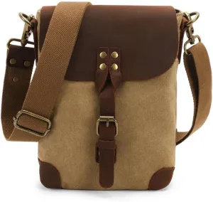 Mens Canvas Shoulder Bag Small Crossbody Retro Messenger Bag Satchel