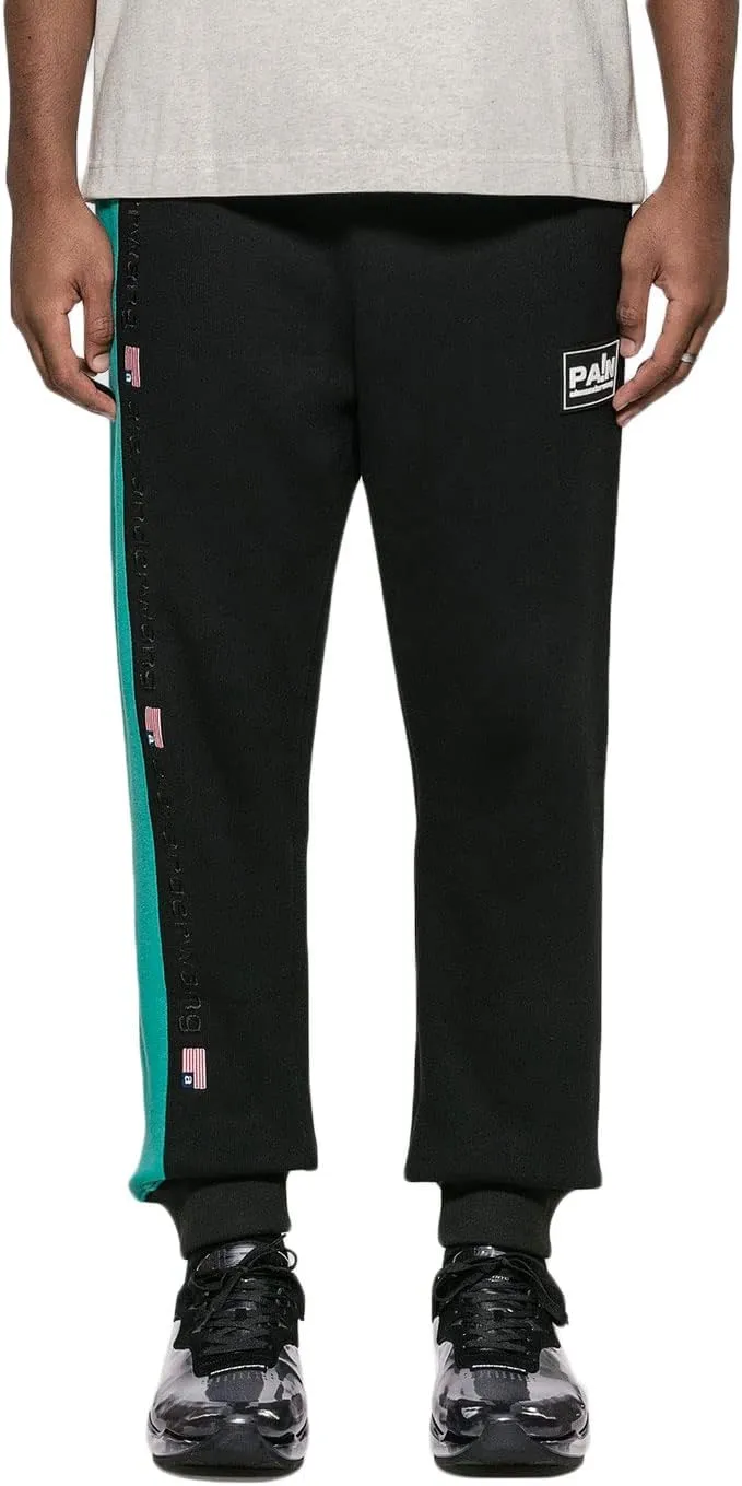 Men's Colorblock Sweatpants, Black/Jade, X-Large