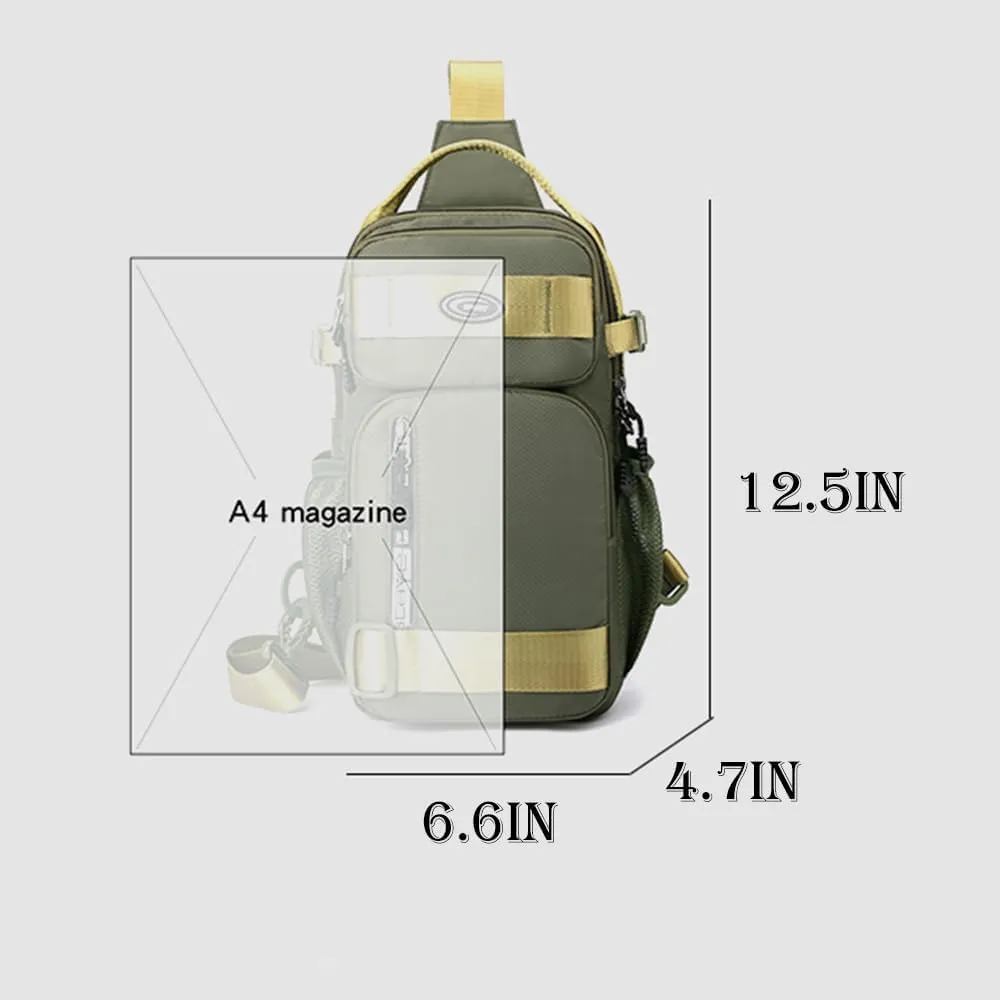 Men's Crossbody Backpack Chest Bag Shoulder Bag Men's Camping Hiking Cycling Outdoor Travel Waterproof Bag (Green)
