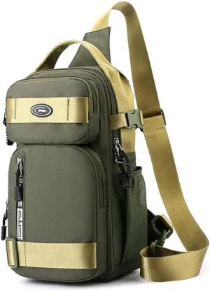 Men's Crossbody Backpack Chest Bag Shoulder Bag Men's Camping Hiking Cycling Outdoor Travel Waterproof Bag (Green)