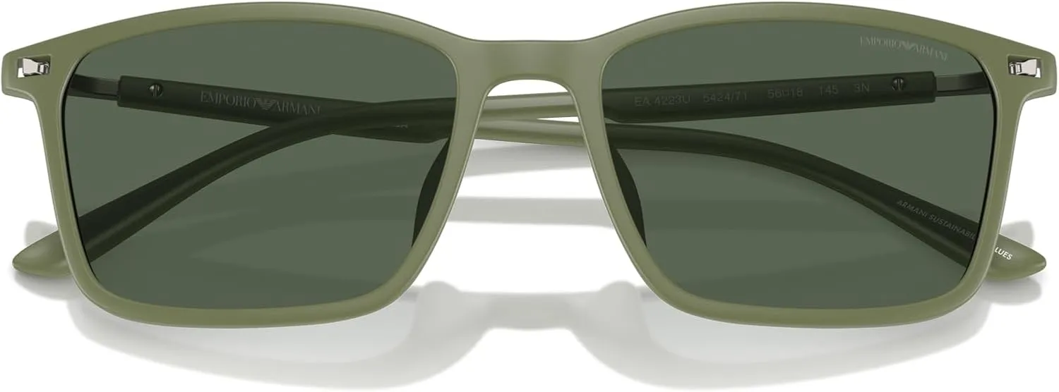 Men's Ea4223u Universal Fit Rectangular Sunglasses