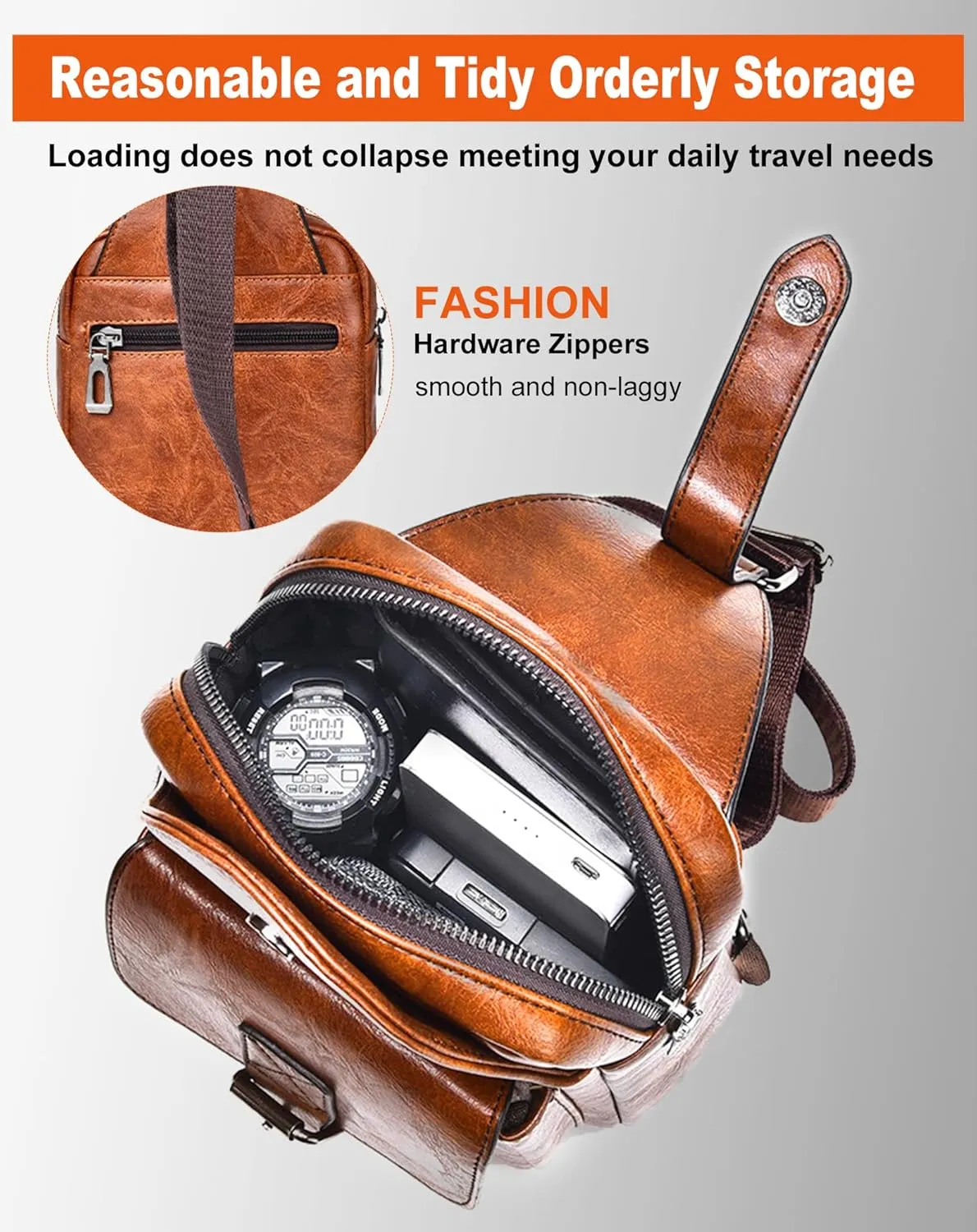 Men's Leather Crossbody Sling Bag - Anti-Theft Multi-pocket Shoulder Bag for Hiking Travel