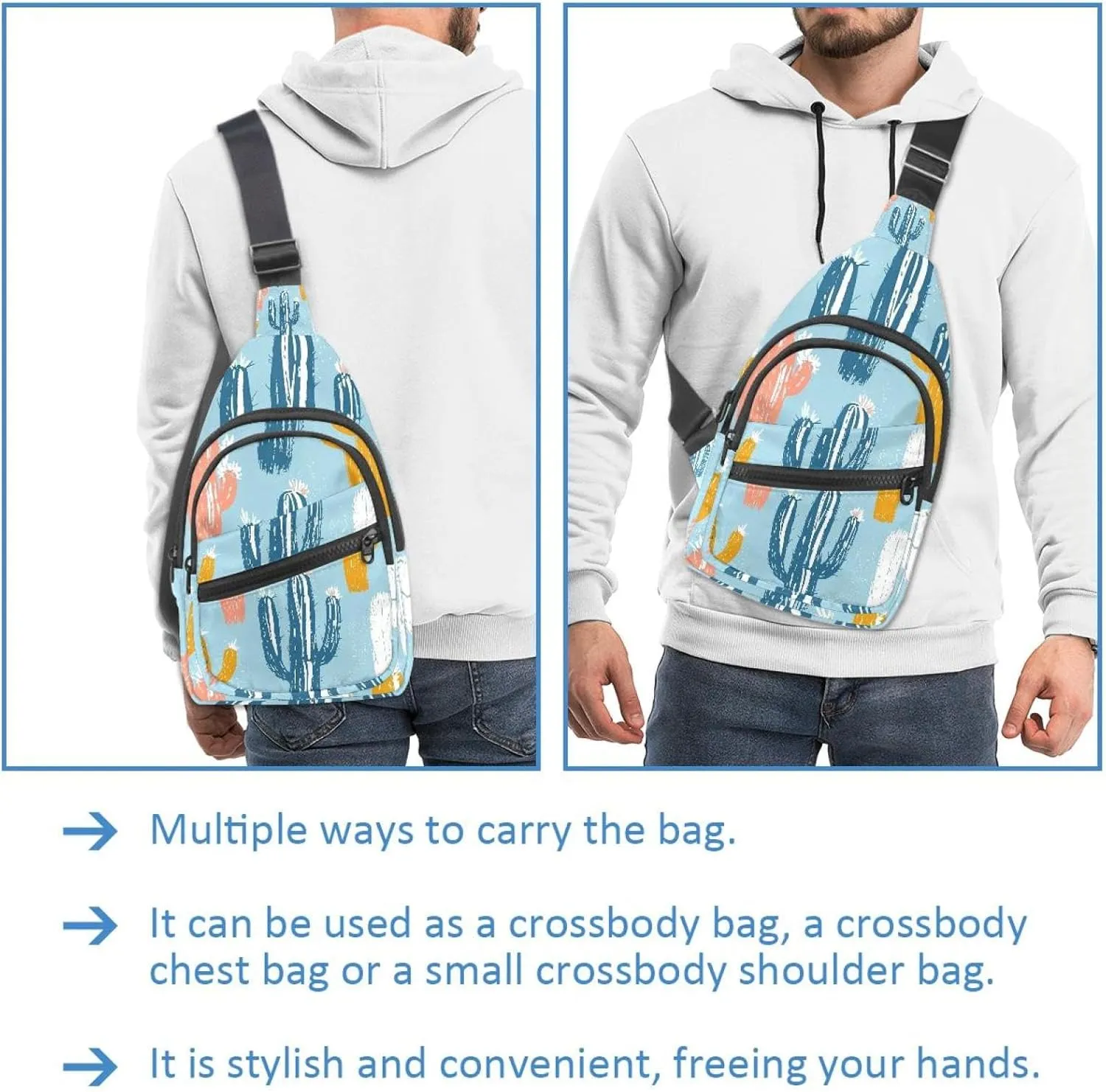 Men's Sling Backpack, Abstract Cactus (34)