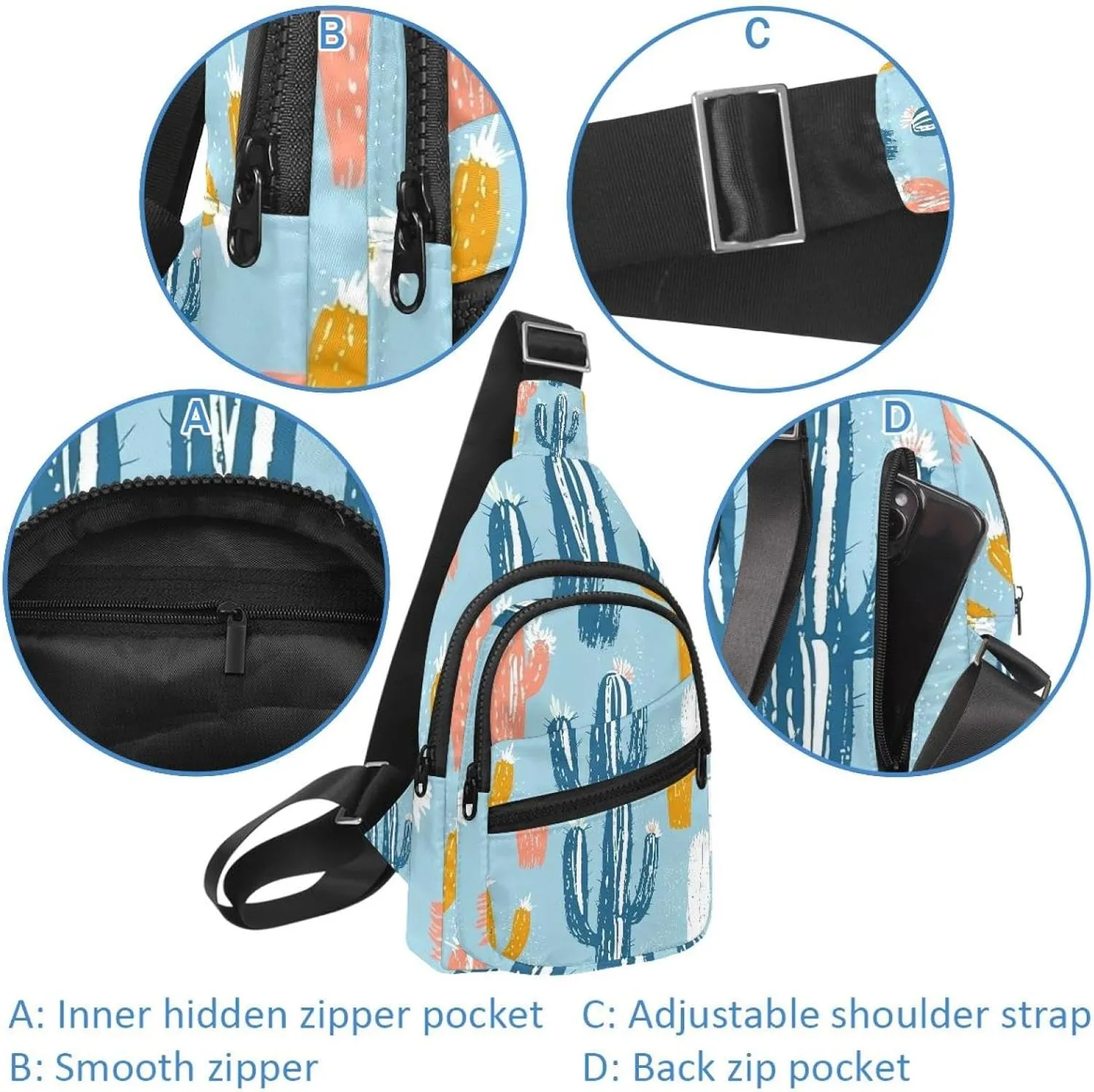 Men's Sling Backpack, Abstract Cactus (34)