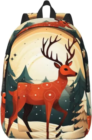 Merry Christmas Deer Canvas Casual Lightweight Duffel Bag, Fashion Duffel Bag, Unisex Travel Backpack