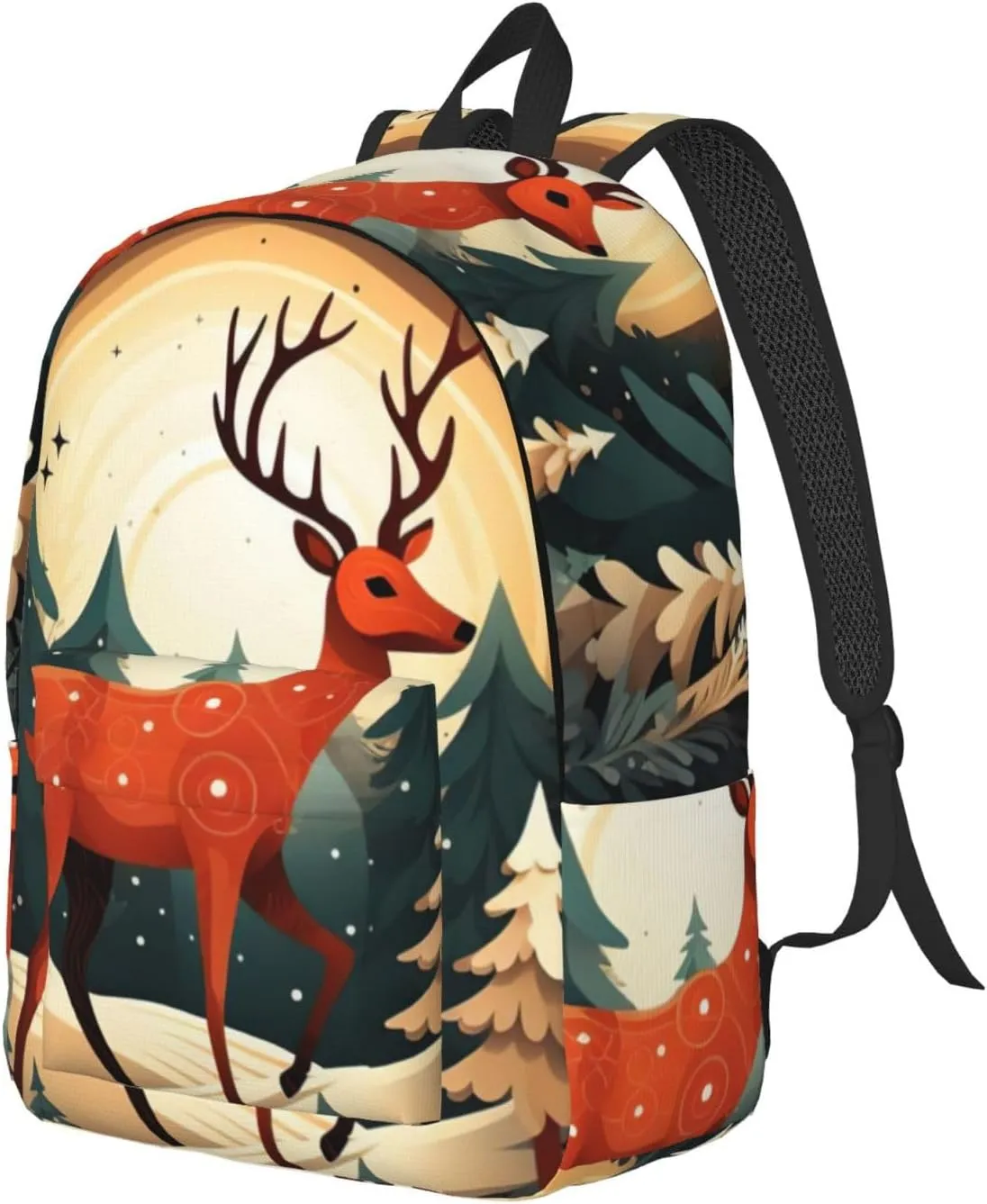 Merry Christmas Deer Canvas Casual Lightweight Duffel Bag, Fashion Duffel Bag, Unisex Travel Backpack