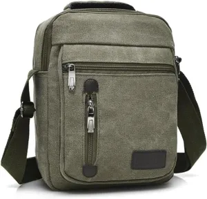 Messenger bag for Men Women, Vintage Canvas Crossbody Bag Shoulder Bag Multi Pocket Purse, Small Messenger Satchel Bag Travel