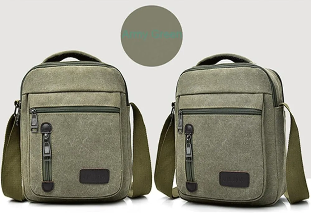 Messenger bag for Men Women, Vintage Canvas Crossbody Bag Shoulder Bag Multi Pocket Purse, Small Messenger Satchel Bag Travel