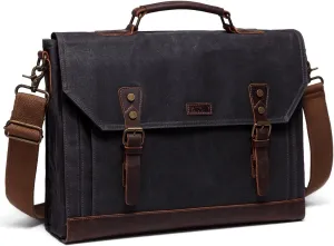 Messenger Bag for Men,Vintage Canvas Leather Canvas Laptop Satchel Shoulder Bag Business Briefcase
