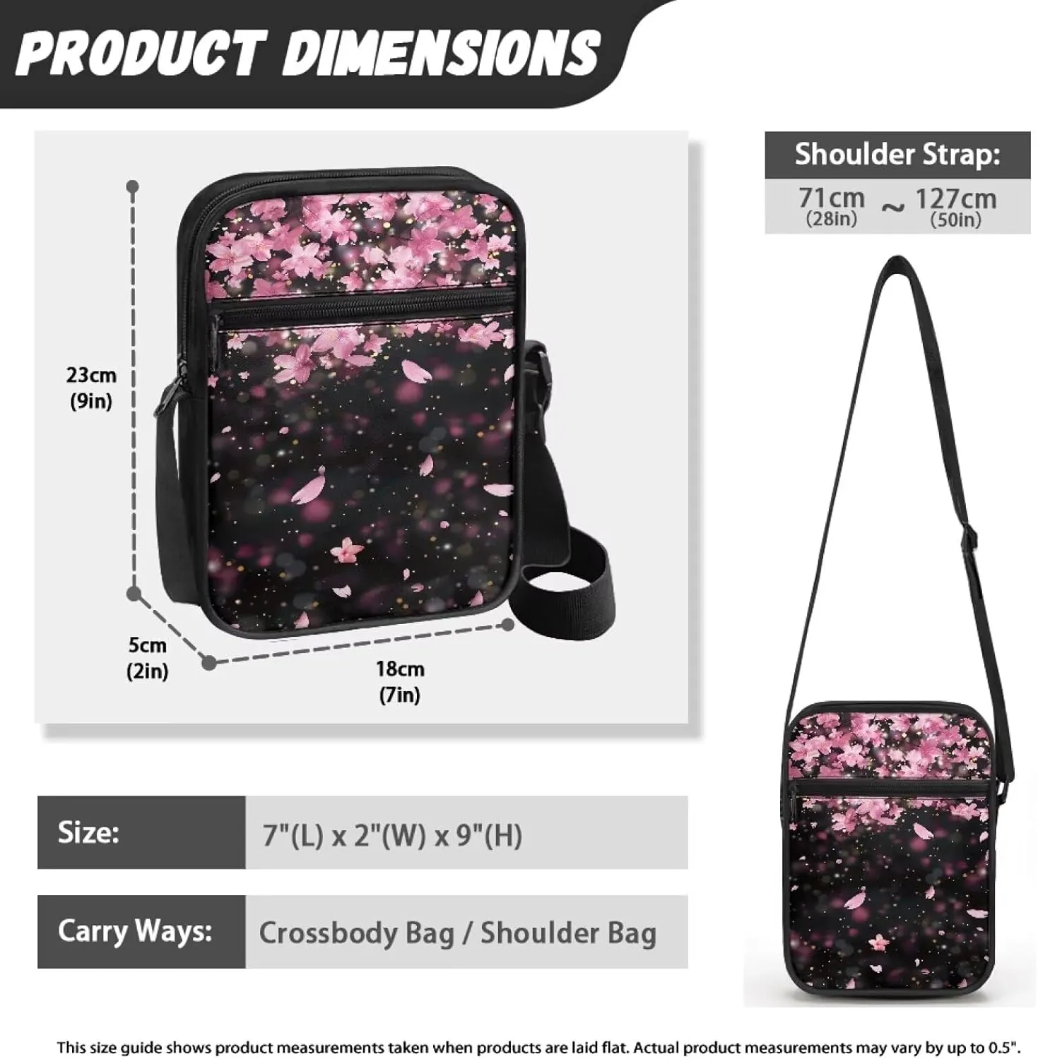 Messenger Bag for Women Lightweight Adjustable Crossbody Bag Compact Sling Satchel Casual Purse for Travel Everyday