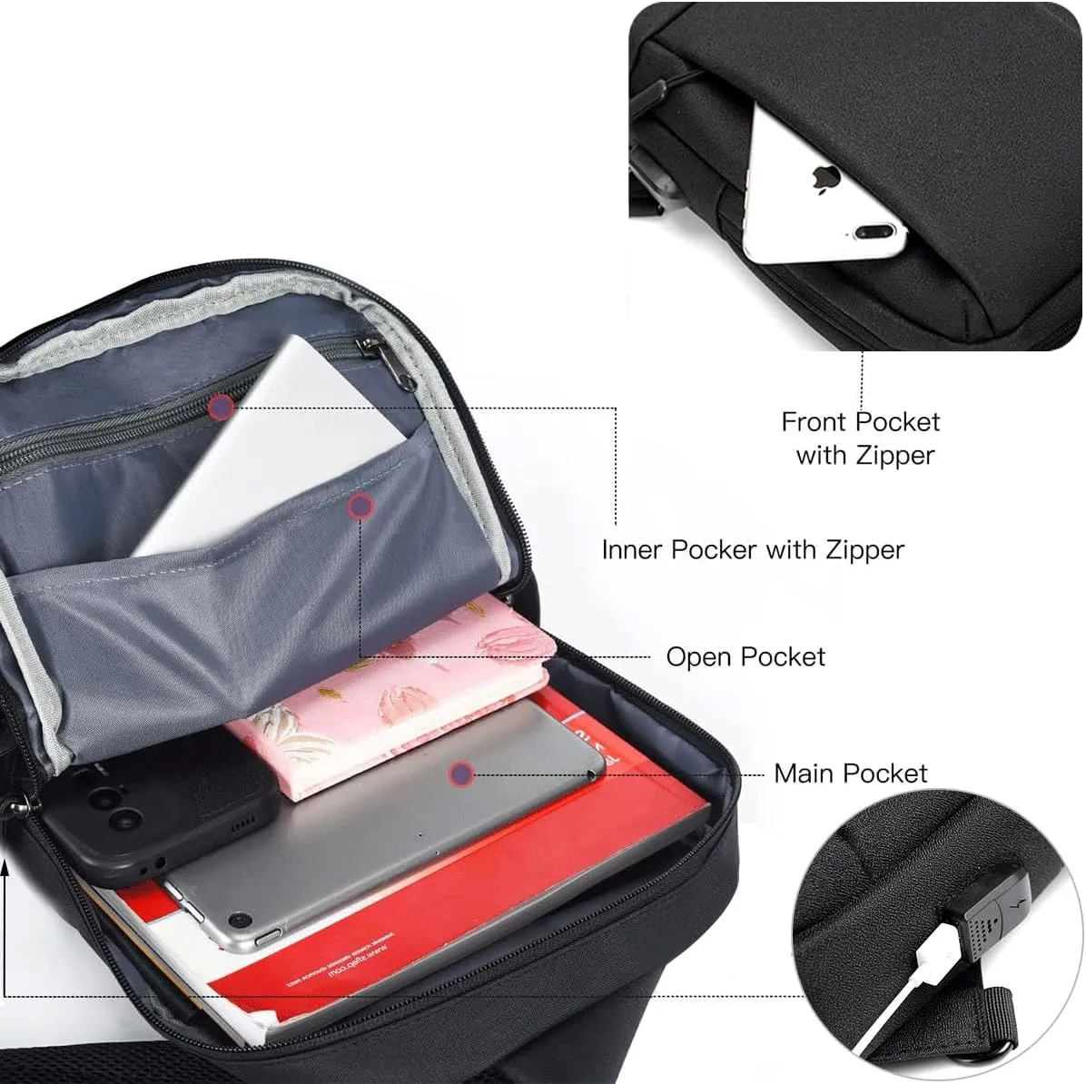 Messenger Bag Sling Bag Crossbody Shoulder Bag for Men Women Travel Daily Work Satchel Bag Waterproof Crossbody Bag
