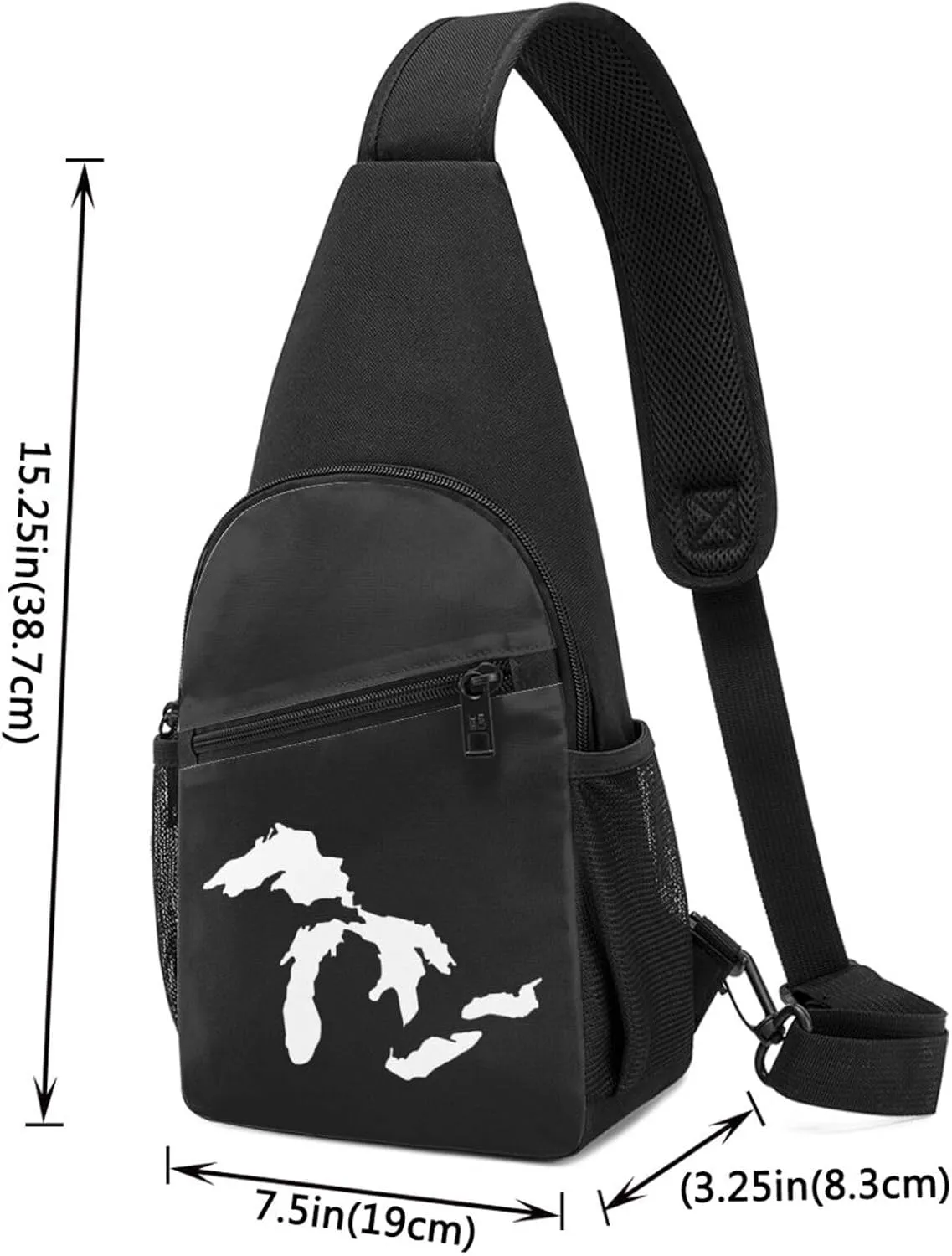 Michigan The Great Lakes State Sling Bag Crossbody Backpack Shoulder Casual Daypack Bags for Men Women