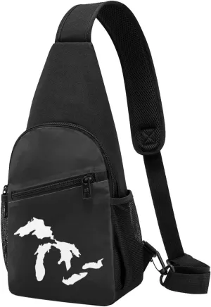 Michigan The Great Lakes State Sling Bag Crossbody Backpack Shoulder Casual Daypack Bags for Men Women