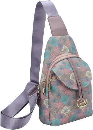 MICOM Sling Bag, Crossbody Bags for Women,Floral PU Fashion Sling Bag for Women,Leather Sling Crossbody Bags,Adjustable for Travel Shopping (Purple)
