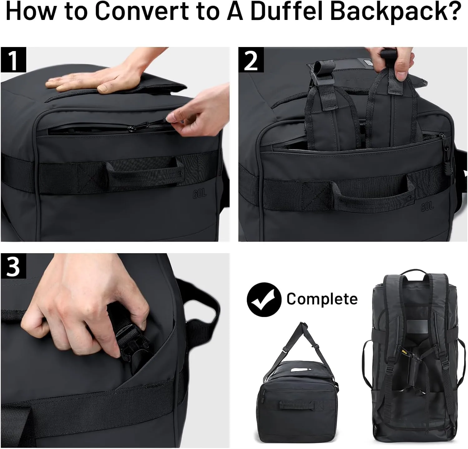 MIER Water Resistant Backpack Duffle Heavy Duty Convertible Duffle Bag with Backpack Straps for Gym, Sports, Travel