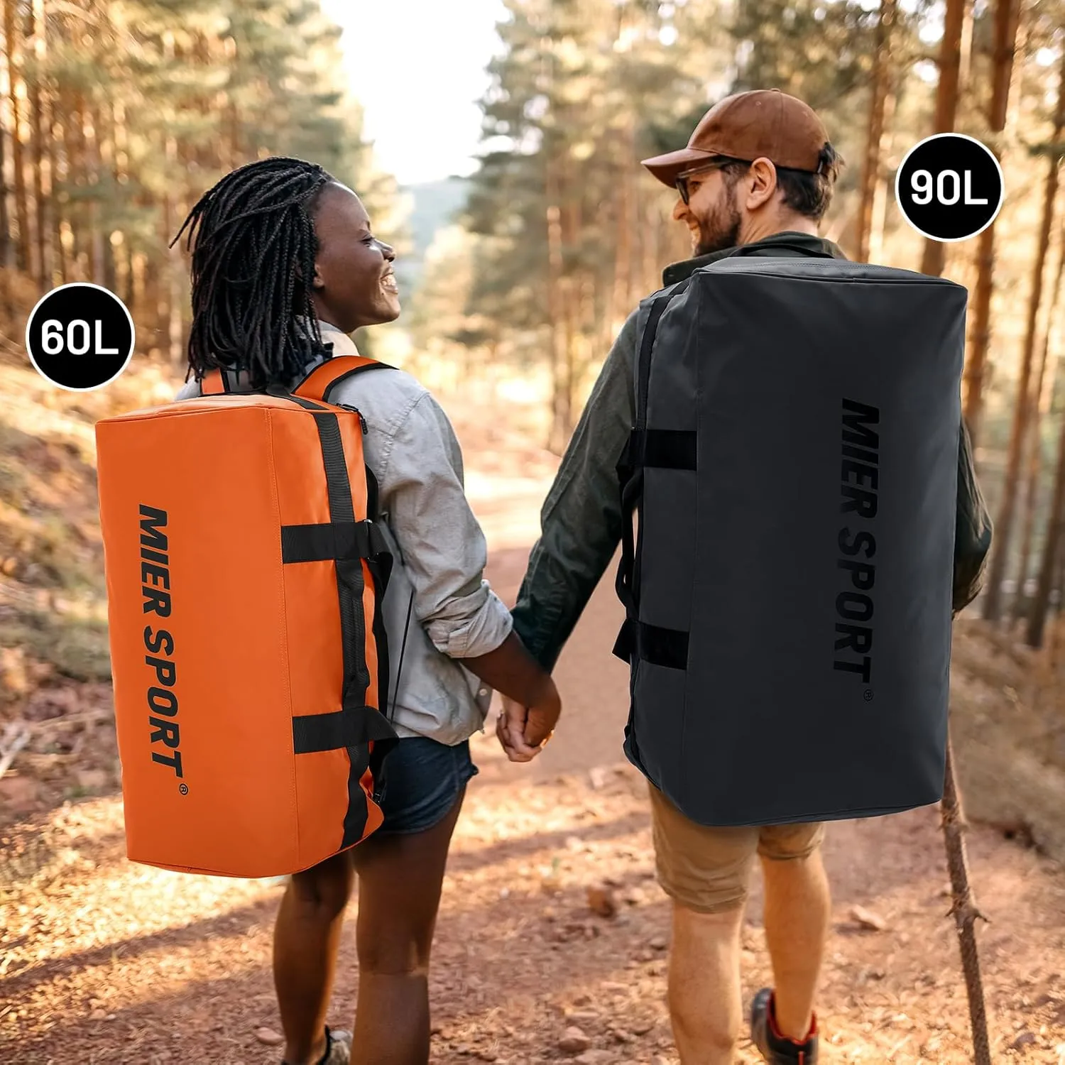 MIER Water Resistant Backpack Duffle Heavy Duty Convertible Duffle Bag with Backpack Straps for Gym, Sports, Travel