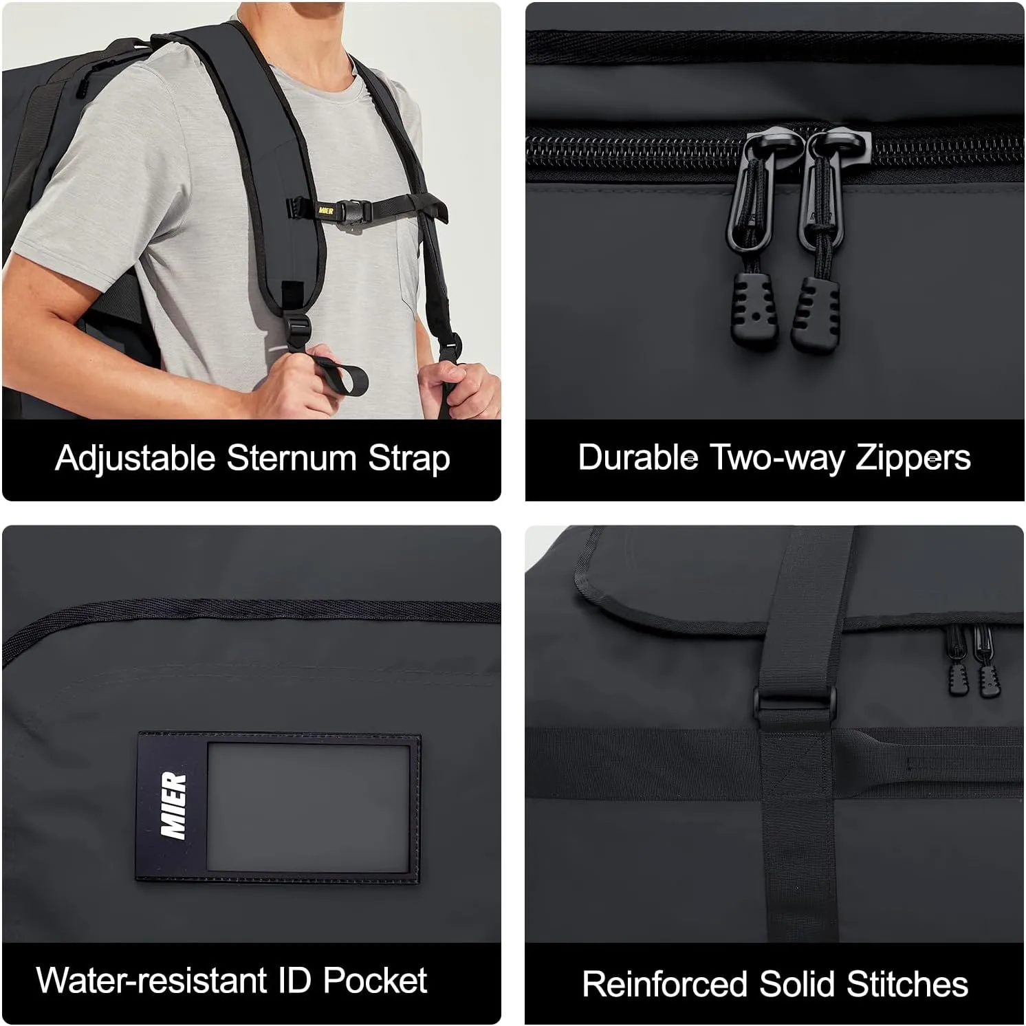 MIER Water Resistant Backpack Duffle Heavy Duty Convertible Duffle Bag with Backpack Straps for Gym, Sports, Travel