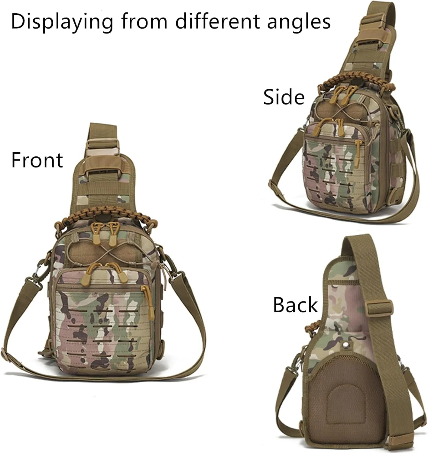 Military Shoulder Bags Tactical Compact Concealed Carry Sling Bag for Climbing Camping Fishing Trekking