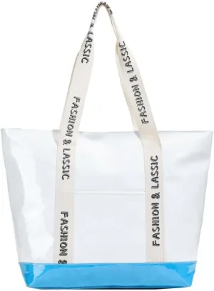 MINGRI Beach Tote Bag for Women Waterproof Sandproof Shoulder Totes Bags with Zipper,Larger Plastic Lightweight Hobo Handbag
