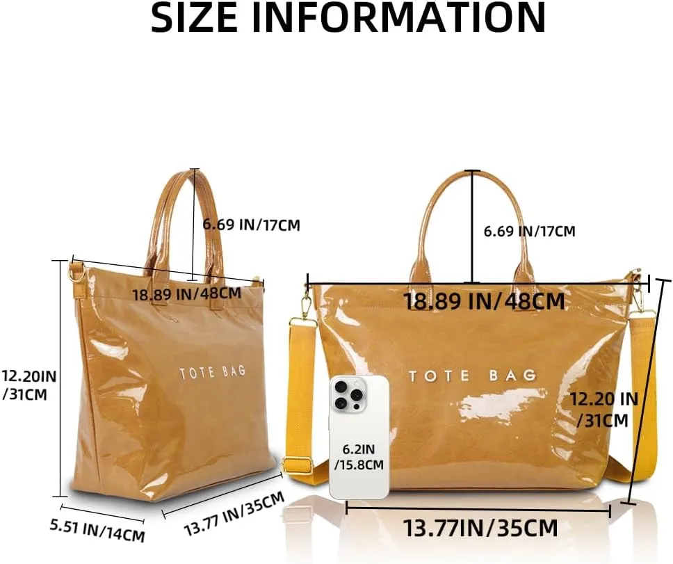 MINGRI Tote Bag for Women PVC Clear Totes Bags Large Plastic Carry All Bag Crossbody Shoulder Handbag Hobo for Work Travel
