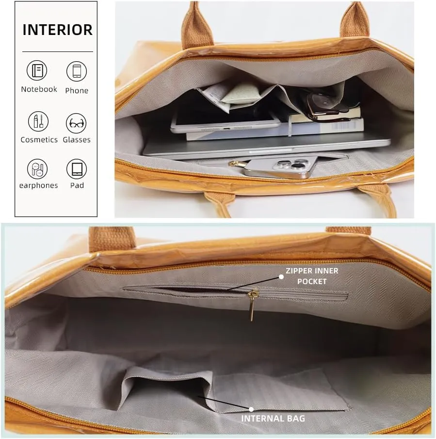 MINGRI Tote Bag for Women PVC Clear Totes Bags Large Plastic Carry All Bag Crossbody Shoulder Handbag Hobo for Work Travel
