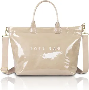 MINGRI Tote Bag for Women PVC Clear Totes Bags Large Plastic Carry All Bag Crossbody Shoulder Handbag Hobo for Work Travel