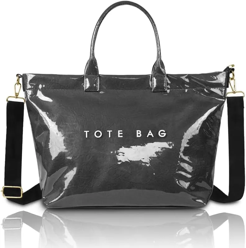 MINGRI Tote Bag for Women PVC Clear Totes Bags Large Plastic Carry All Bag Crossbody Shoulder Handbag Hobo for Work Travel