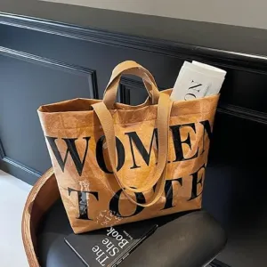 MINGRI Tote Bag for Women PVC Clear Totes Bags Large Plastic Carry All Bag Kraft Paper Shoulder Handbag Hobo for Work Travel