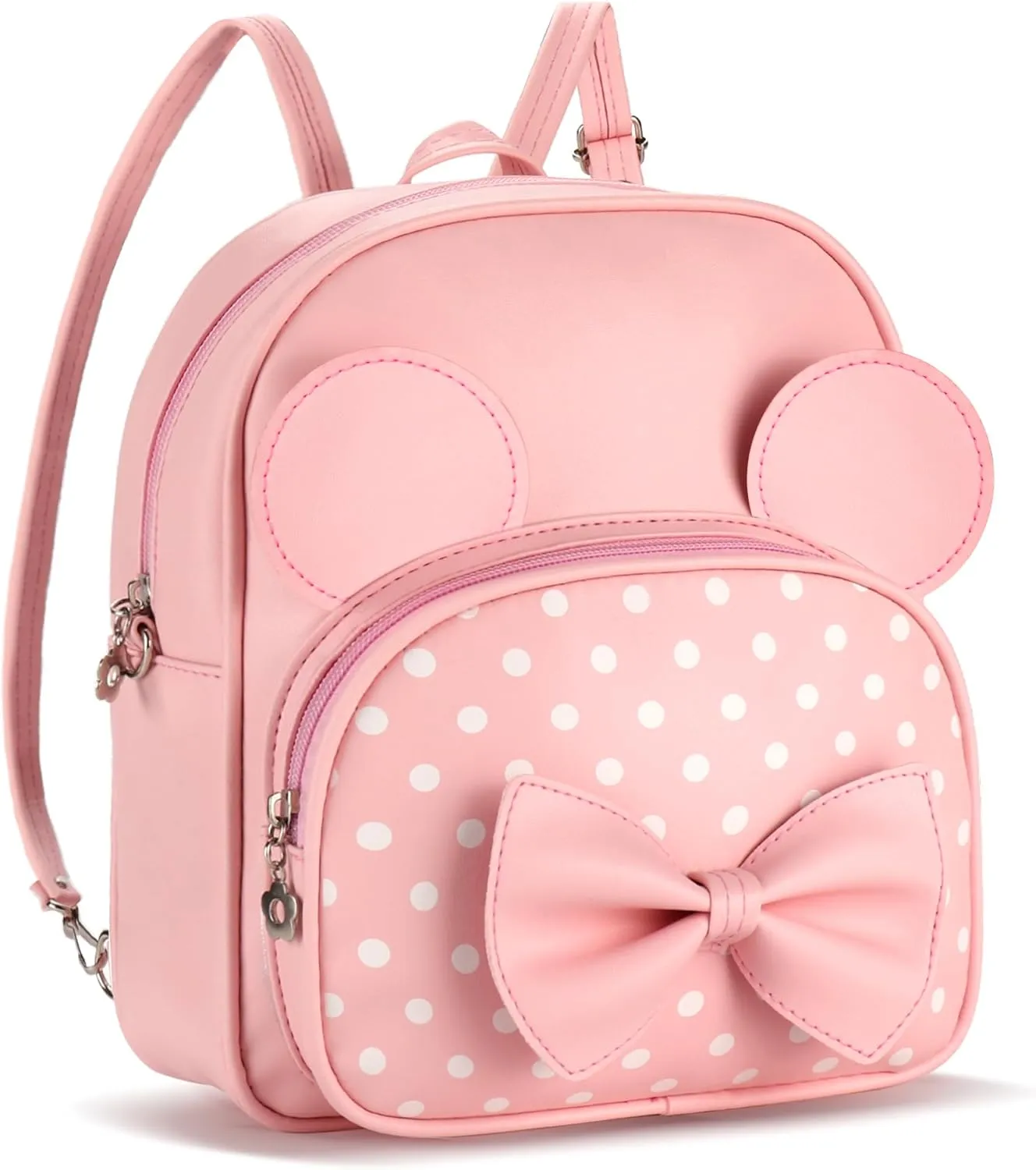 Mini Backpack for Girls Women Cute Bowknot Polka Dot Small Mouse Backpack Purse Shoulder Bag Casual Travel Daypacks (Pink)