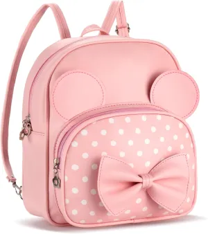 Mini Backpack for Girls Women Cute Bowknot Polka Dot Small Mouse Backpack Purse Shoulder Bag Casual Travel Daypacks (Pink)