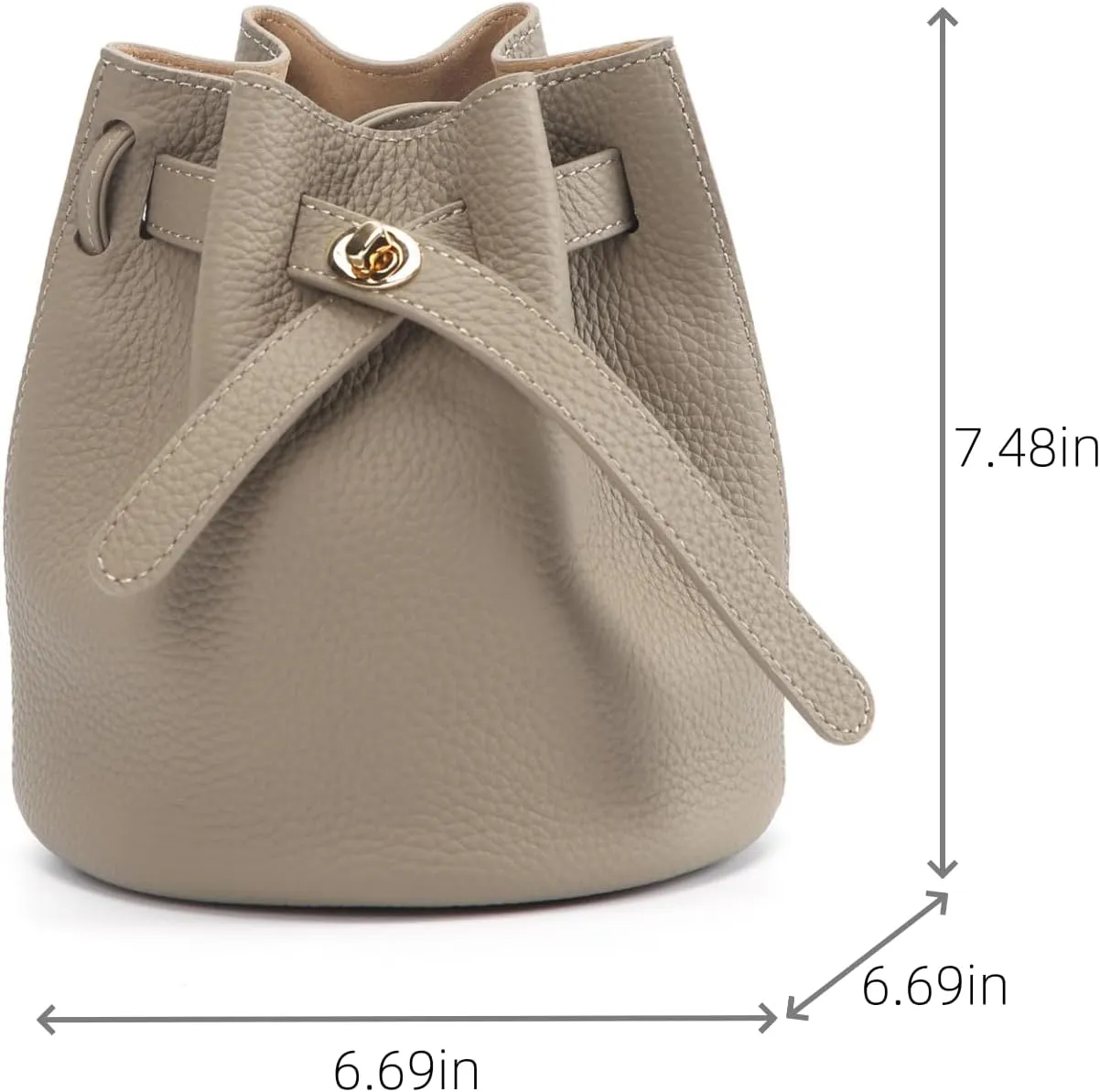 Mini Bucket Bag for Women, Full-Grain Cow Leather Crossbody Handbags Drawstring Fashion Designed Shoulder Purse