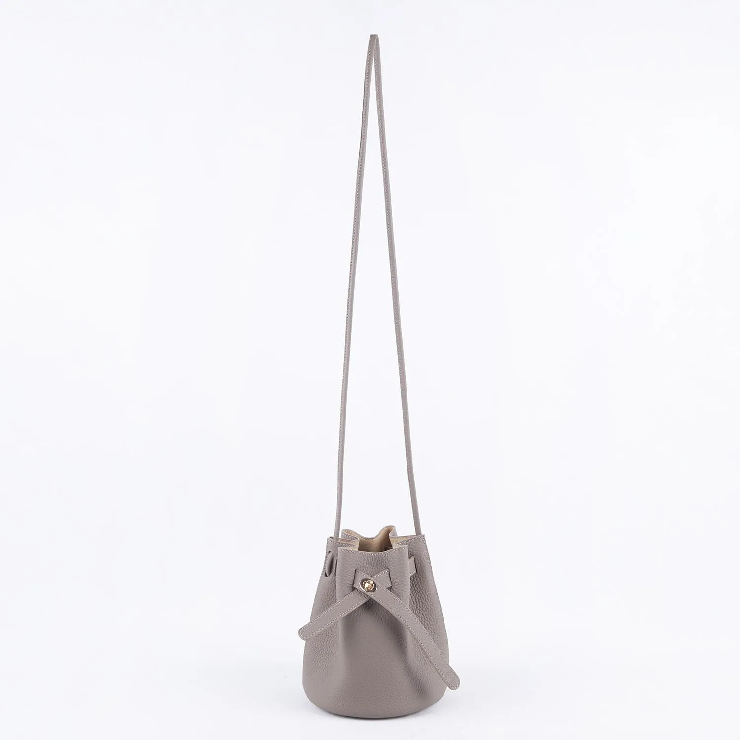 Mini Bucket Bag for Women, Full-Grain Cow Leather Crossbody Handbags Drawstring Fashion Designed Shoulder Purse