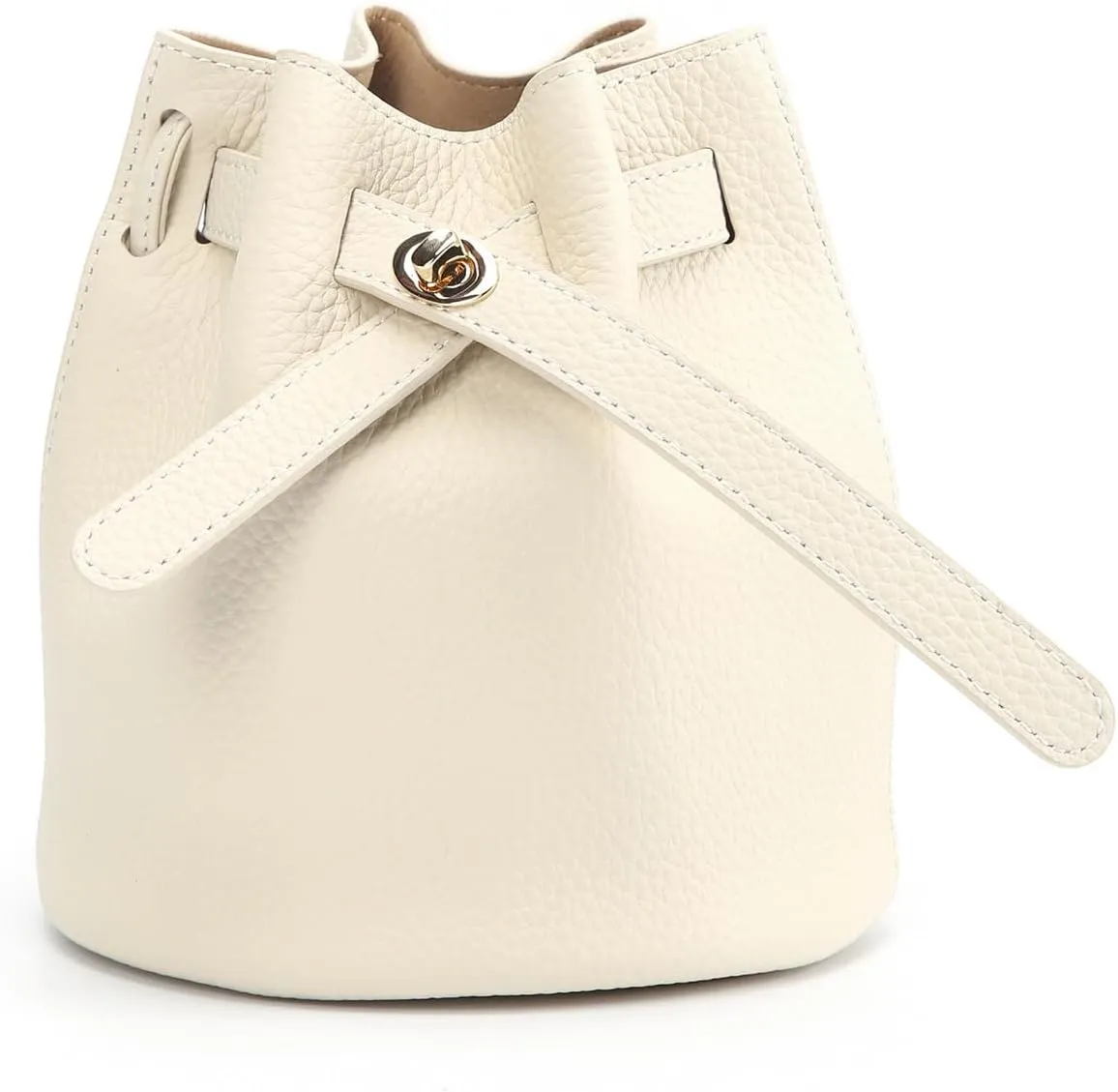 Mini Bucket Bag for Women, Full-Grain Cow Leather Crossbody Handbags Drawstring Fashion Designed Shoulder Purse