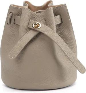 Mini Bucket Bag for Women, Full-Grain Cow Leather Crossbody Handbags Drawstring Fashion Designed Shoulder Purse