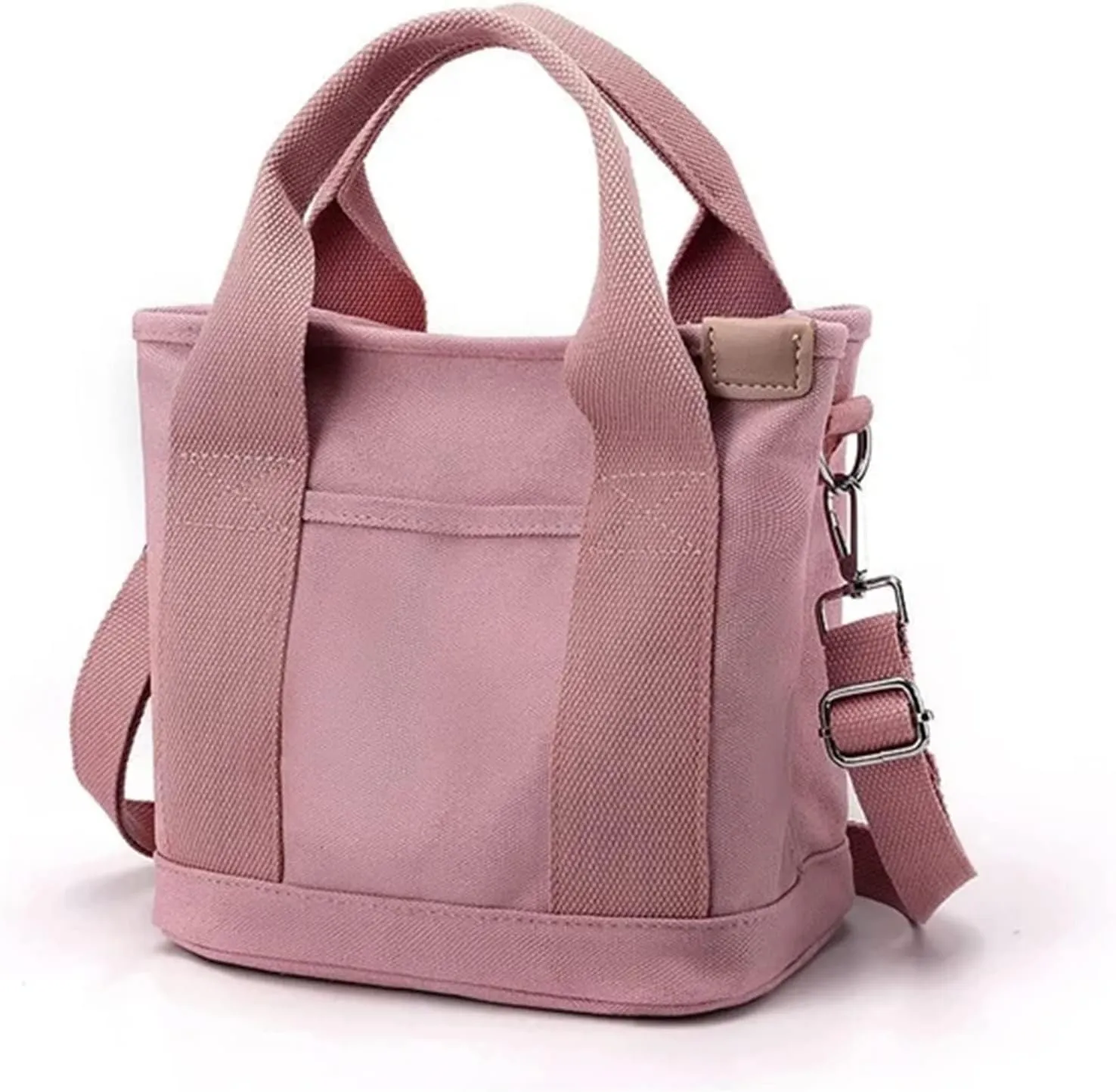 Mini Canvas Tote Bag & Crossbody Bags, Everyday Work Handbag, Small Pockets With Zipper Lightweight Shoulder Bag