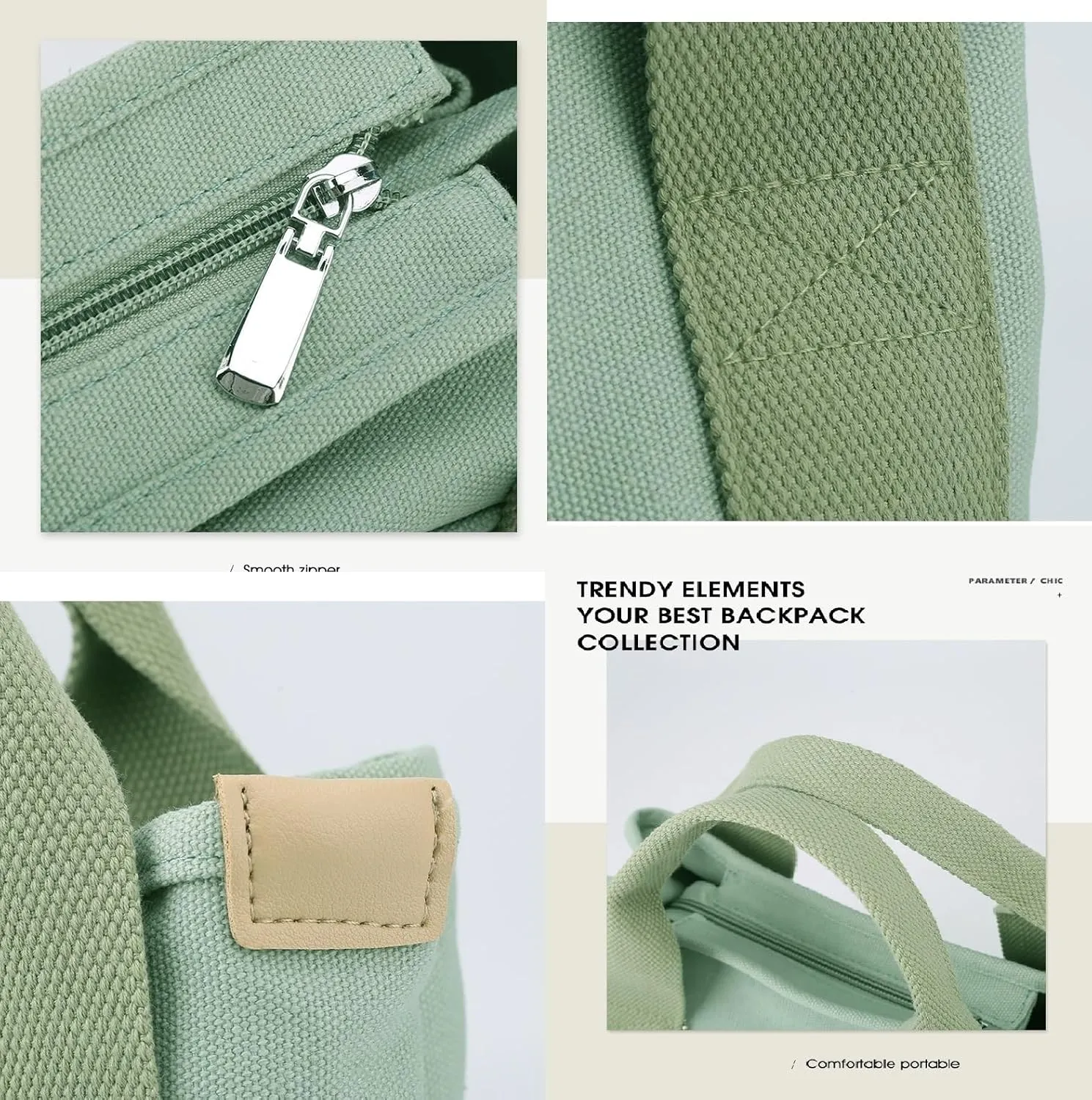 Mini Canvas Tote Bag & Crossbody Bags, Everyday Work Handbag, Small Pockets With Zipper Lightweight Shoulder Bag
