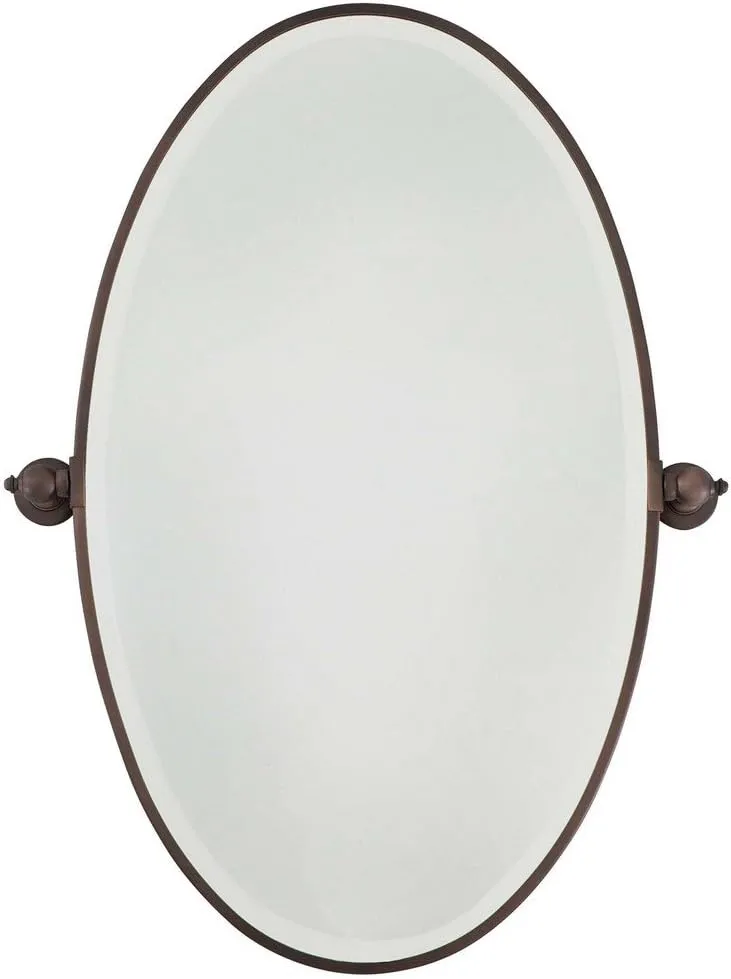 Minka Lavery 1432-267 36" Oval Mirror in Dark Brushed Bronze,