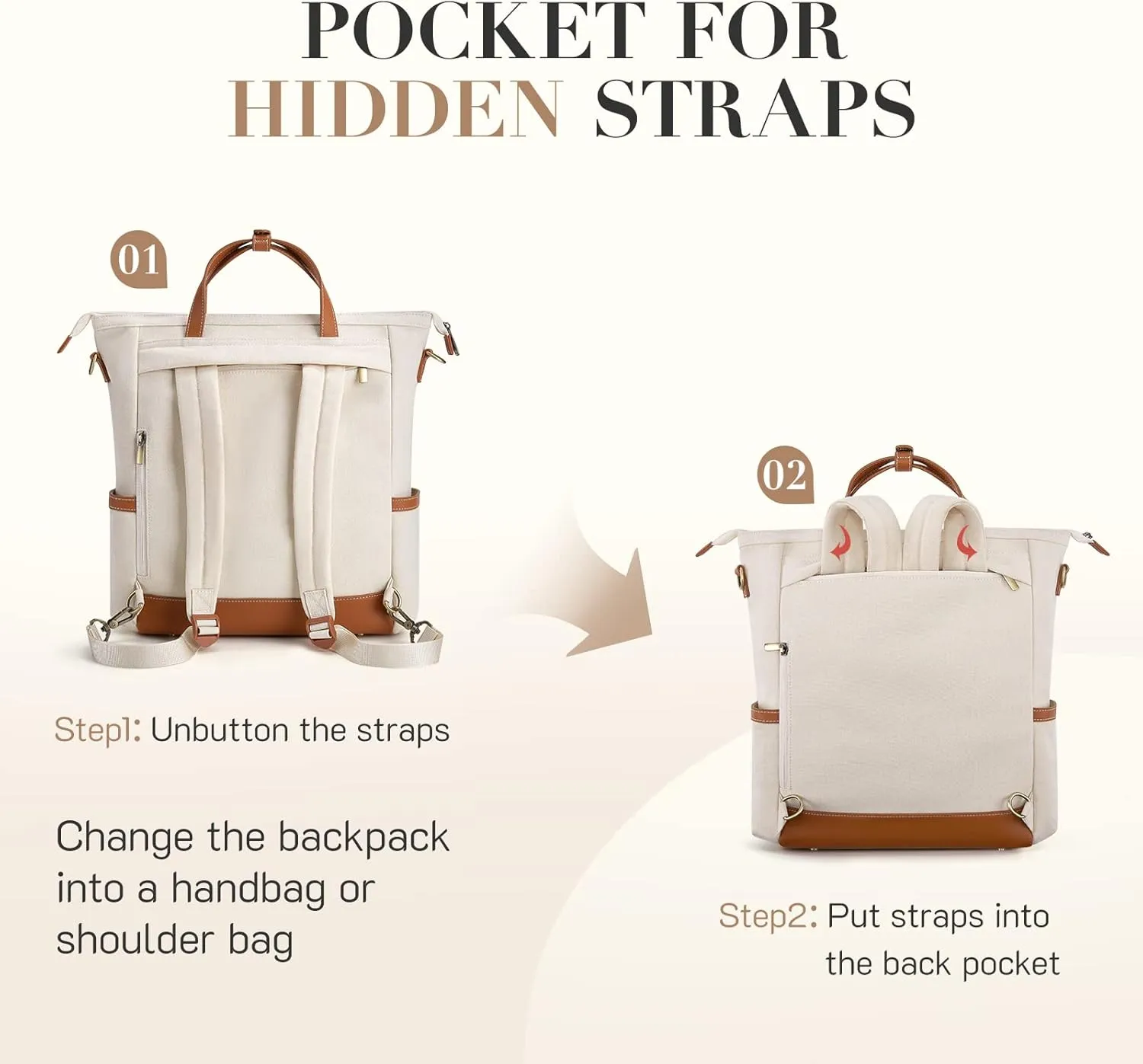 Missnine Backpack Purse for Women Convertible Canvas Backpack Tote Handbag Daypack for Work, College