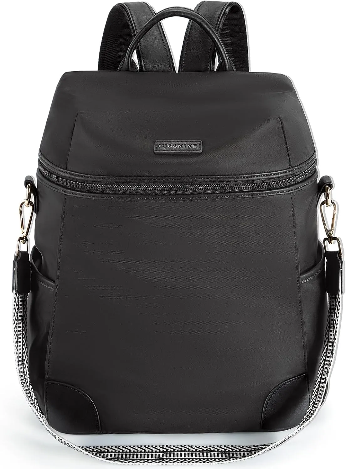 Missnine Backpack Purse for Women, Travel Backpack with Secured Zipper, Convertible Designer Satchel Bag, Lightweight Rucksack for Work, College, Gym, Hiking, Black
