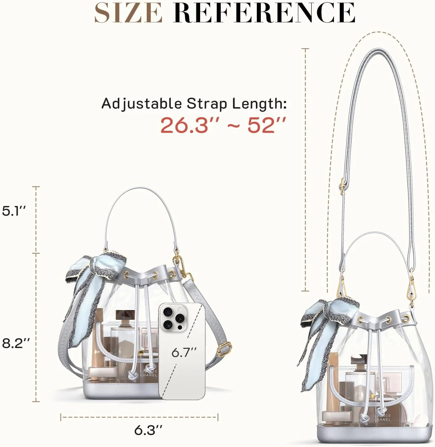 Missnine Clear Bag for Stadium Approved, Clear Crossbody Bucket Bag Transparent PVC Purse for Women, Concert Stadium Events