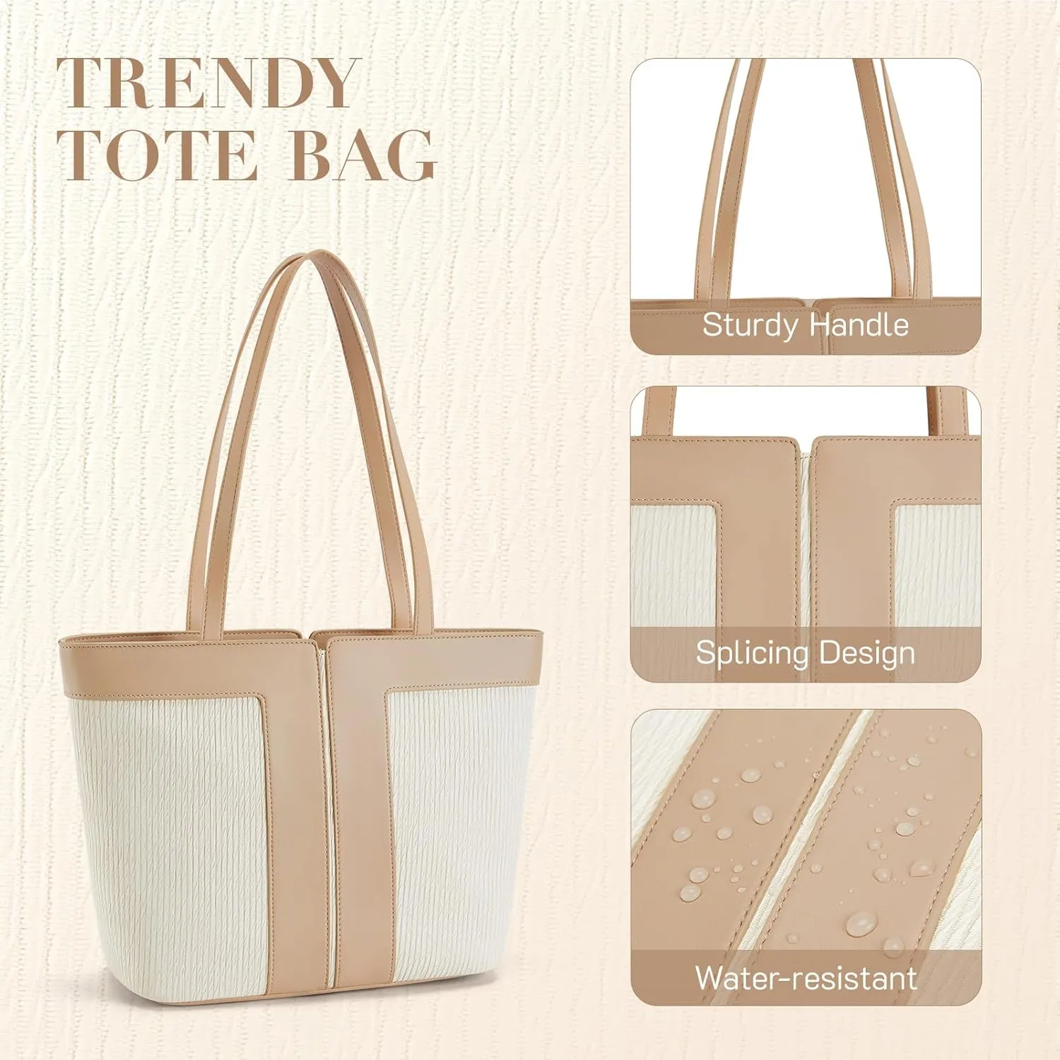 Missnine Quilted Tote Bags with Zipper, Vegan Leather Purses and Handbags for Women, Large Hobo Shoulder Bag